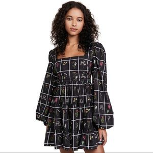 Agua By Agua Bendita Dress Domingo Bouquet Mini Size Small Black Floral